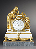 A very fine Louis XVI gilt bronze and white marble mantle clock of eight day duration signed on the white enamel dial Lepaute à Paris 